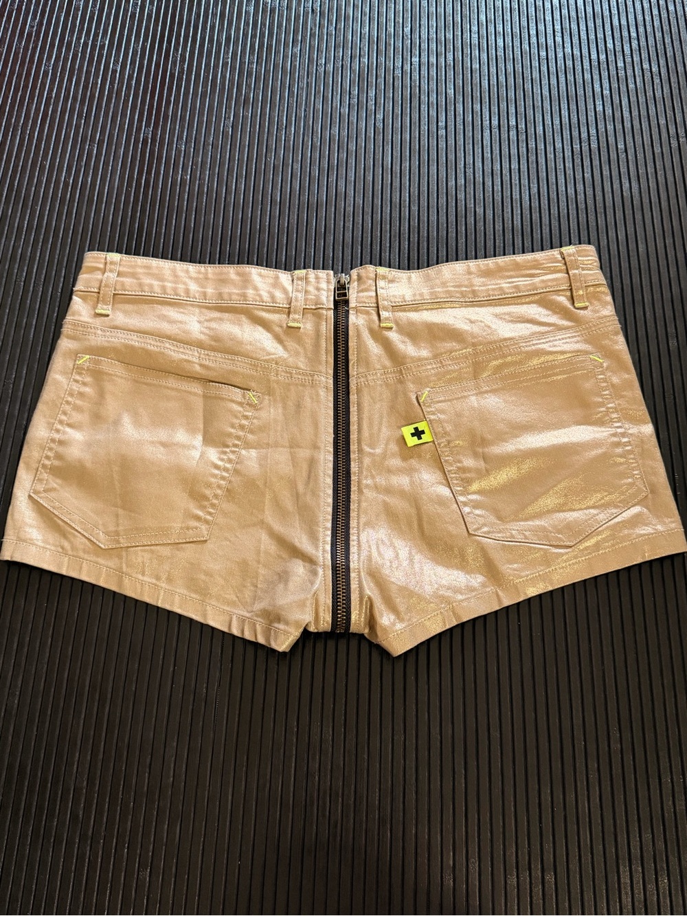 Andrew Christian Metallic Gold  Zip-Back Shorts XXX